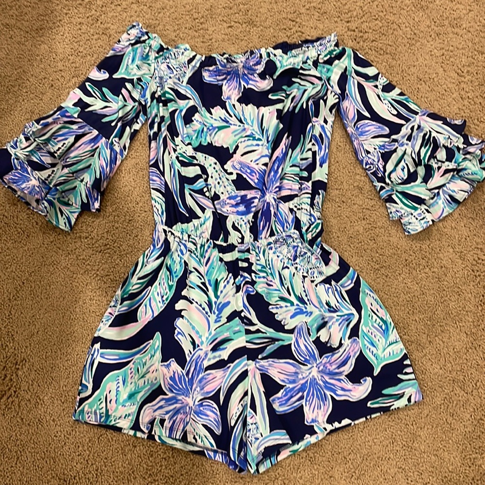 NWT Lilly Pulitzer Calla Romper Size S Originally $138 Ready Set Gecko